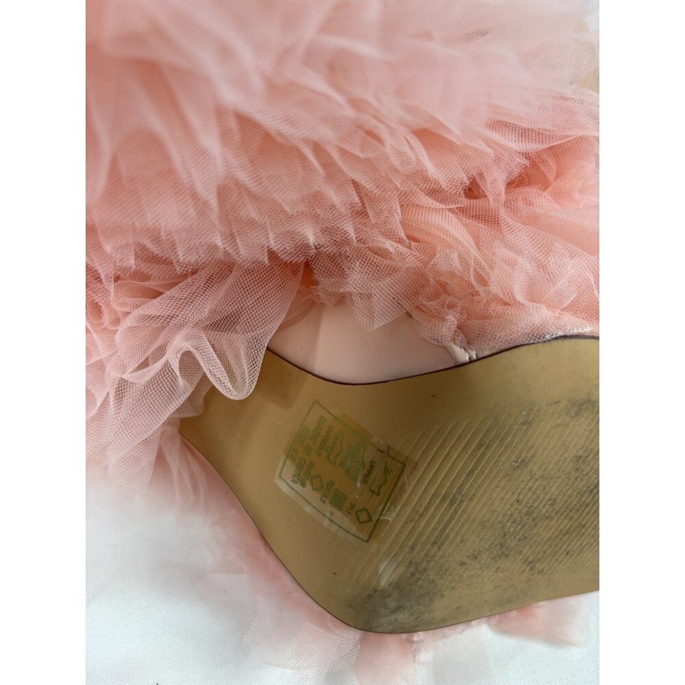 Azalea Wang Meticulously Tulle Tutu Stiletto Bootie Baby Pink 8.5 Open Toe - Picture 13 of 16